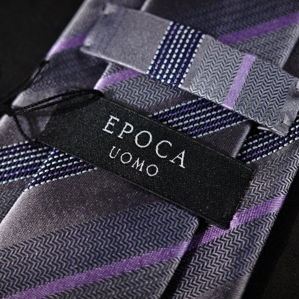 新品1円～★定価1.4万 エポカ ウォモ EPOCA UOMO 日本製 シルク絹100% ネクタイ 織柄 グレー 正規店本物 ◆9433◆_画像4