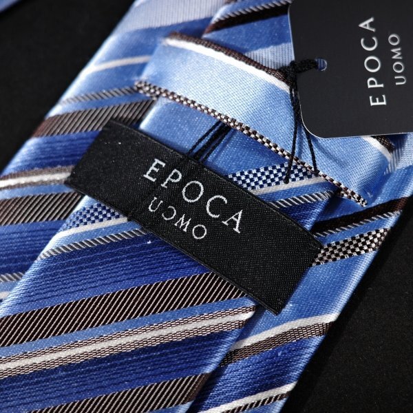 新品1円～★定価1.4万 エポカ ウォモ EPOCA UOMO 日本製 シルク絹100% ネクタイ 織柄 ブルー 正規店本物 ◆9432◆_画像4