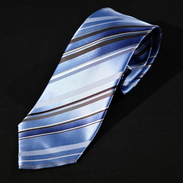 新品1円～★定価1.4万 エポカ ウォモ EPOCA UOMO 日本製 シルク絹100% ネクタイ 織柄 ブルー 正規店本物 ◆9432◆_画像6