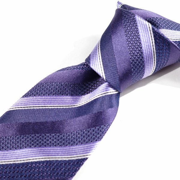 新品1円～★定価1.4万 エポカ ウォモ EPOCA UOMO 日本製 シルク絹100% ネクタイ 織柄 パープル 正規店本物 ◆9437◆_画像5