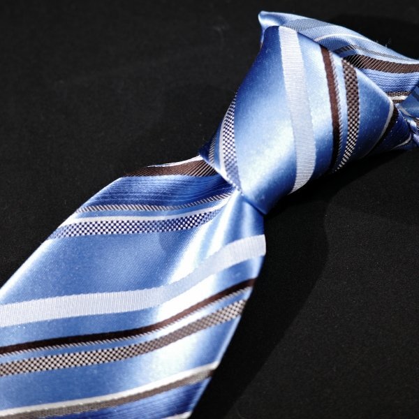 新品1円～★定価1.4万 エポカ ウォモ EPOCA UOMO 日本製 シルク絹100% ネクタイ 織柄 ブルー 正規店本物 ◆9432◆_画像5