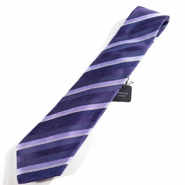 新品1円～★定価1.4万 エポカ ウォモ EPOCA UOMO 日本製 シルク絹100% ネクタイ 織柄 パープル 正規店本物 ◆9437◆_画像2