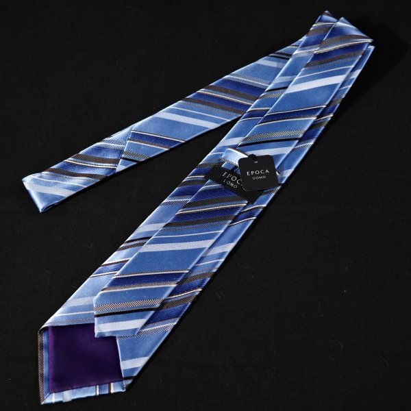 新品1円～★定価1.4万 エポカ ウォモ EPOCA UOMO 日本製 シルク絹100% ネクタイ 織柄 ブルー 正規店本物 ◆9432◆_画像3