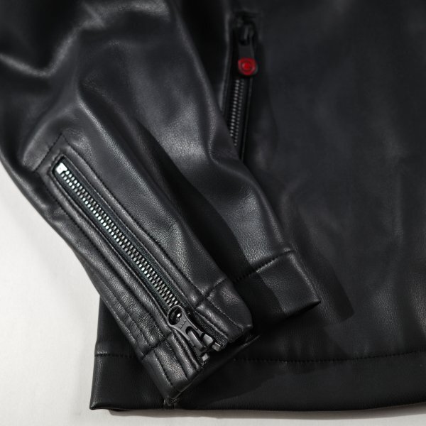 新品1円～★g-stage ジーステージ メンズ 秋冬 フェイクレザー シングルライダースジャケット 46 M 黒 ブラック ジップブルゾン◆9523◆_画像5