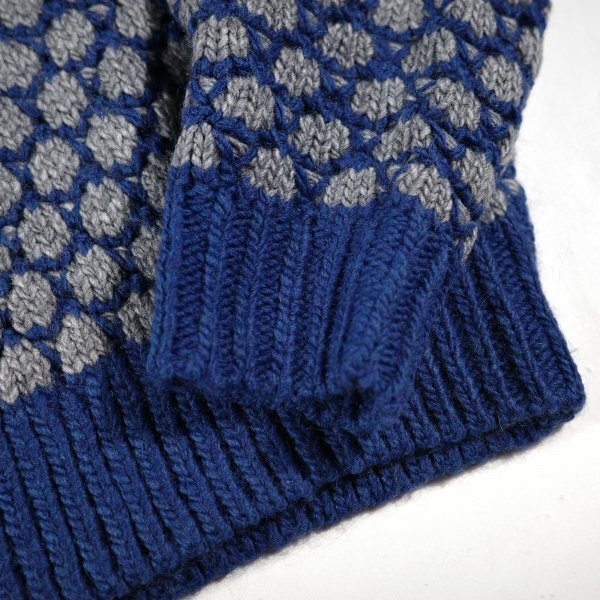 新品1円~★定価1.9万 TETE HOMME テットオム メンズ 長袖 アルパカ混 ポップコーンクルーネックニット LL グレーブルー セーター ◆9587◆_画像6