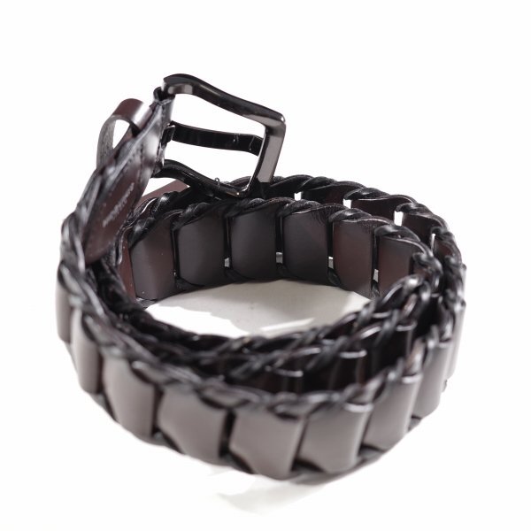 新品1円～★HIDEAWAYS NICOLEハイダウェイ ニコル メンズ 牛革レザー ピースメッシュレザーベルト フリーサイズ ダークブラウン ◆9914◆_画像4