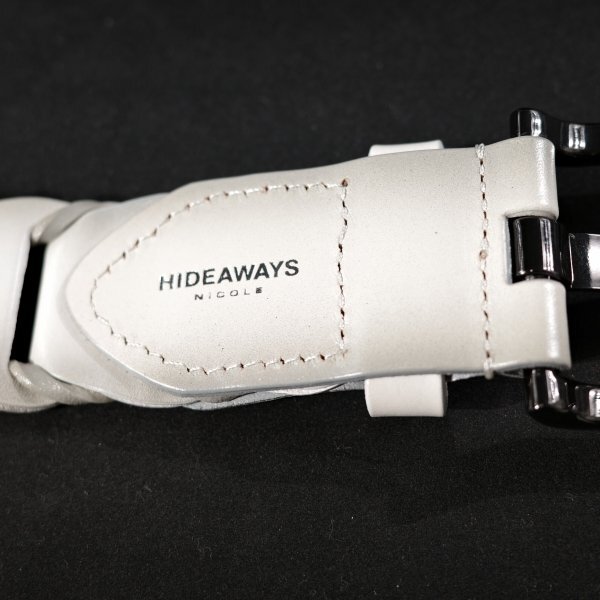  новый товар 1 иен ~*HIDEAWAYS NICOLE - Ida way Nicole мужской телячья кожа кожа деталь сетка кожаный ремень свободный размер белый натуральная кожа *9913*