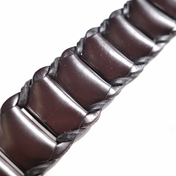 新品1円～★HIDEAWAYS NICOLEハイダウェイ ニコル メンズ 牛革レザー ピースメッシュレザーベルト フリーサイズ ダークブラウン ◆9914◆_画像5