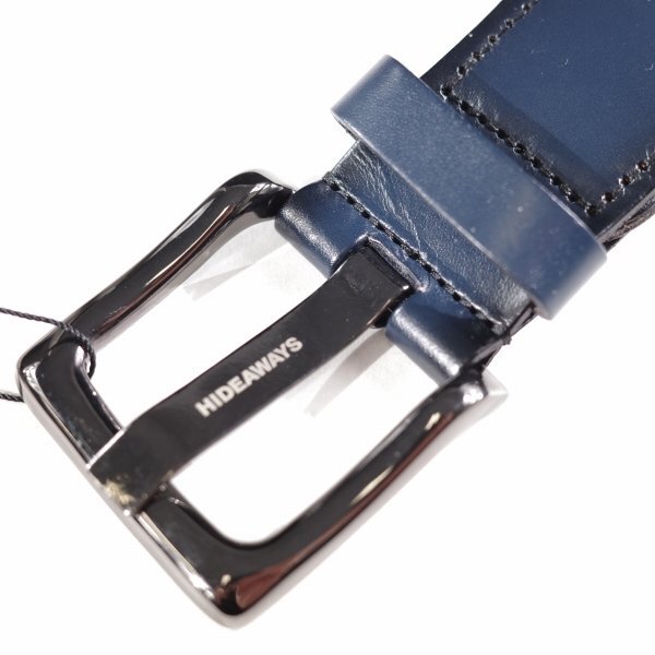 新品1円～★HIDEAWAYS NICOLEハイダウェイ ニコル メンズ 牛革レザー ピースメッシュレザーベルト フリーサイズ ネイビー 本革 ◆9912◆_画像4