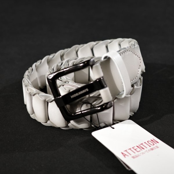  новый товар 1 иен ~*HIDEAWAYS NICOLE - Ida way Nicole мужской телячья кожа кожа деталь сетка кожаный ремень свободный размер белый натуральная кожа *9913*