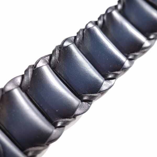 新品1円～★HIDEAWAYS NICOLEハイダウェイ ニコル メンズ 牛革レザー ピースメッシュレザーベルト フリーサイズ ネイビー 本革 ◆9912◆_画像5