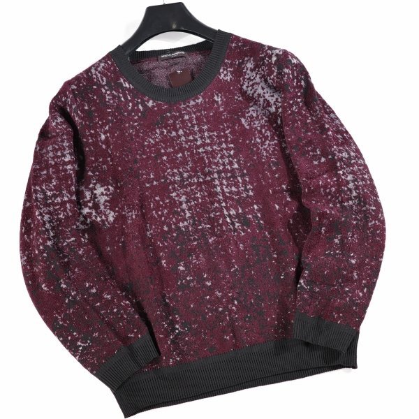 新品1円~★HIDEAWAYS NICOLE ハイダウェイ ニコル メンズ 秋冬 長袖 ブロークンチェックジャカードニット 46 M セーター 本物 ◆9992◆_画像4