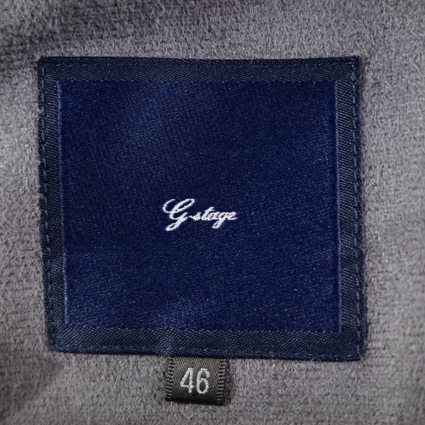 新品1円～★g-stage ジーステージ メンズ 秋冬 フェイクレザー シングルライダースジャケット 48 L ネイビー ジップブルゾン◆1287◆_画像9