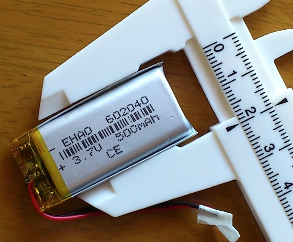 リポ バッテリー 3.7V 500mAh 602040(6 x 20 x 42.5mm)_画像1