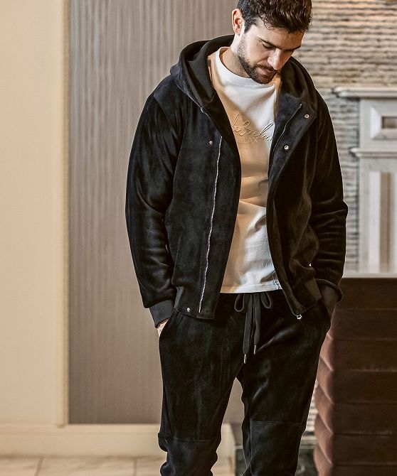 1PIU1UGUALE3 RELAX ウノピゥウノウグァーレトレ リラックス セットアップ メンズ ベロア パーカ パンツ 上下セット ジャージ LL XL_画像1