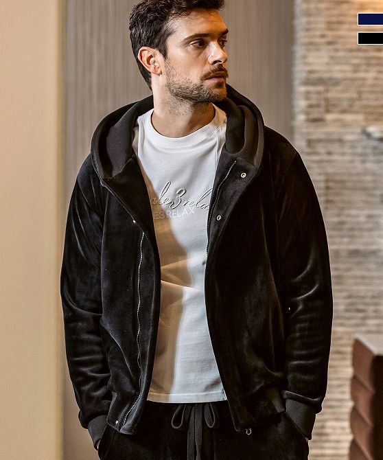 1PIU1UGUALE3 RELAX ウノピゥウノウグァーレトレ リラックス セットアップ メンズ ベロア パーカ パンツ 上下セット ジャージ LL XL_画像3