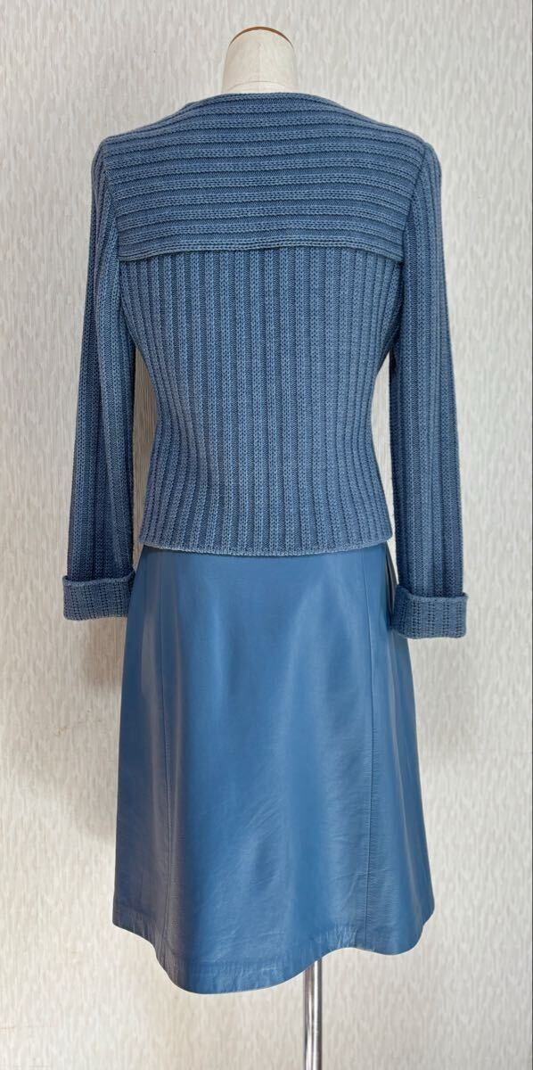 短時間2回使用の極美品！ 13万 秋冬コレクション ☆YUKI TORII☆ ユキトリイインターナショナル ブルー 羊革 ジャケット♪ セットアップに_画像9