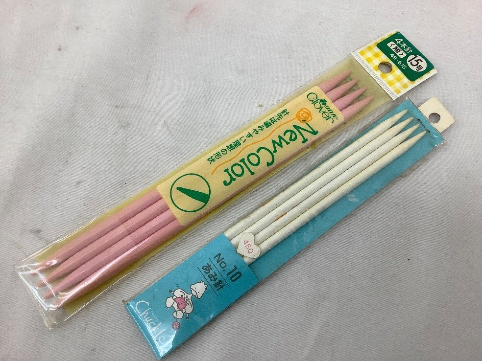 クロバー 編み針まとめ/4本針/5本針/ニューカラー棒針/チャックル/編み物 各種 黄ばみ等有/ACB 未使用品_画像2