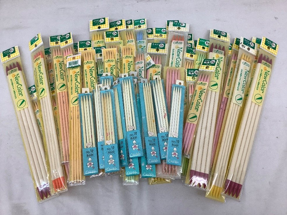 クロバー 編み針まとめ/4本針/5本針/ニューカラー棒針/チャックル/編み物 各種 黄ばみ等有/ACB 未使用品_画像1
