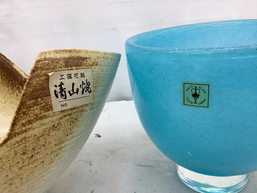  Kiyoshi гора ./IWATA GLASS др. ваза для цветов суммировать 6 пункт вода красный и т.п. прилипание /ACB б/у товар 