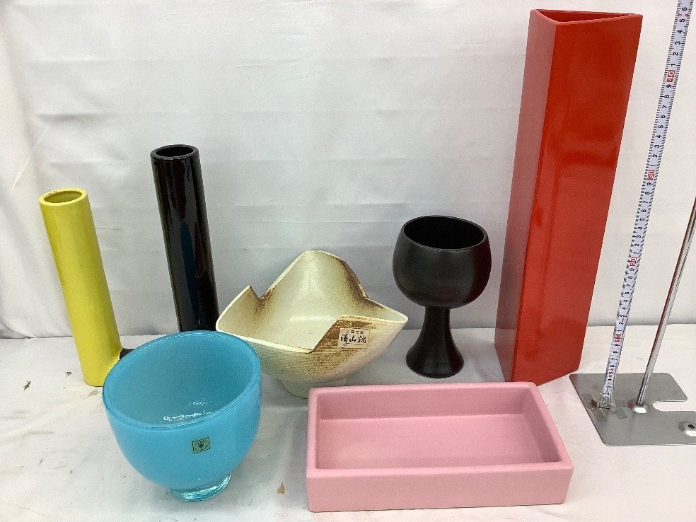  Kiyoshi гора ./IWATA GLASS др. ваза для цветов суммировать 6 пункт вода красный и т.п. прилипание /ACB б/у товар 