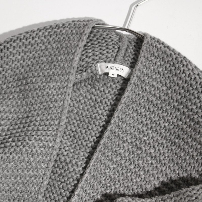 美品 厚手 プラステ PLST アクリル ウール ナイロン バルキーカーディガン ロングニットカーディガン グレー 羽織 ゆったり コーディガン_画像2