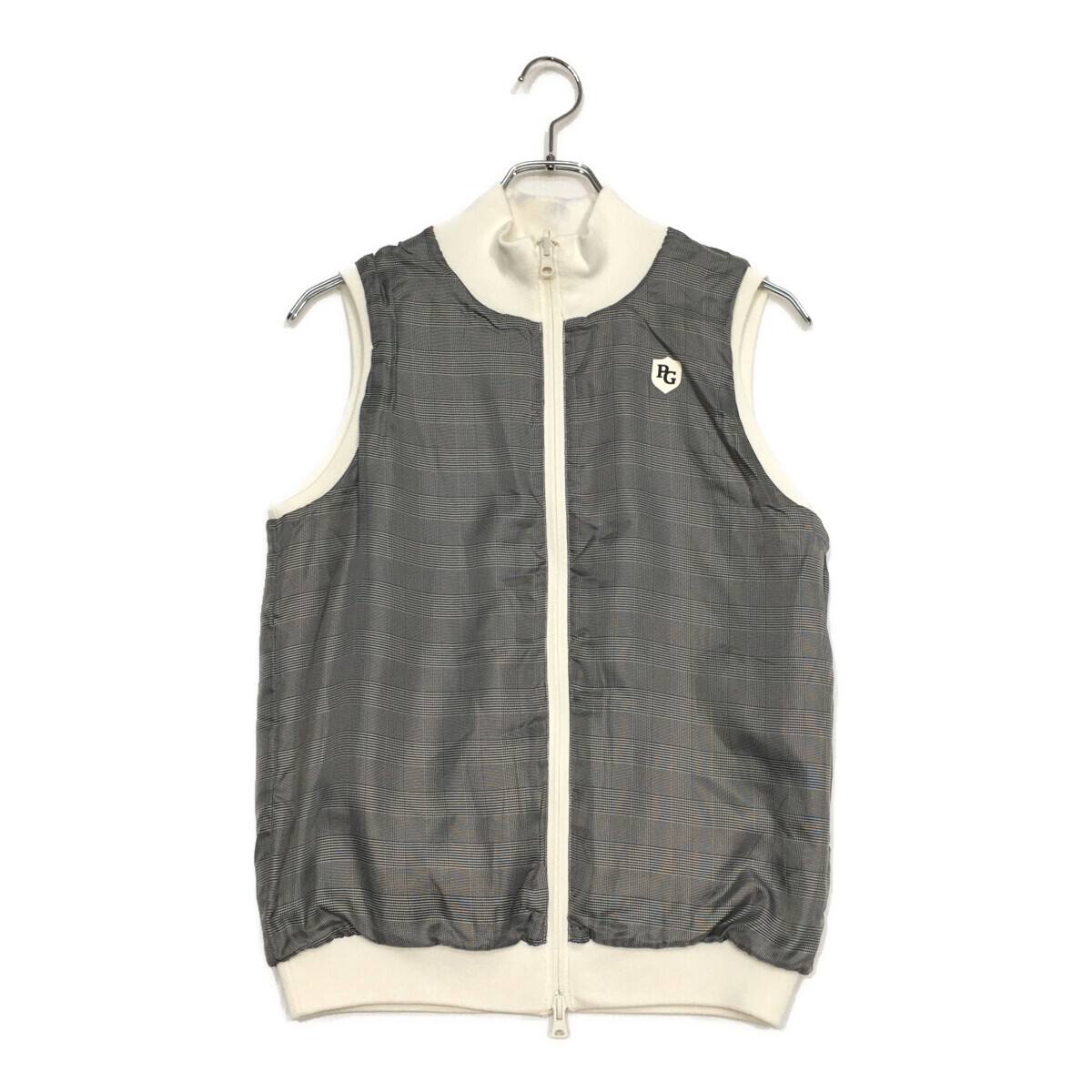 coco 中古 パーリーゲイツ レディース ベスト 2(L) 白×グレー系 ニット リバーシブル ダブルジップ レターパックプラス発送可 108487_画像3