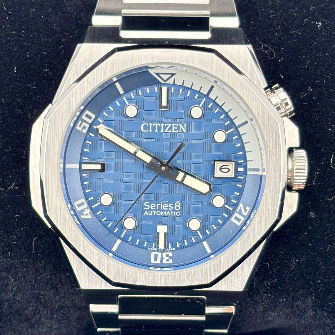 美品 CITIZEN Series8 シチズン シリーズエイト 890 メカニカル NB6060-58L / 9051-009KM01 デイト ブルー文字盤 メンズ 自動巻き 腕時計_画像1