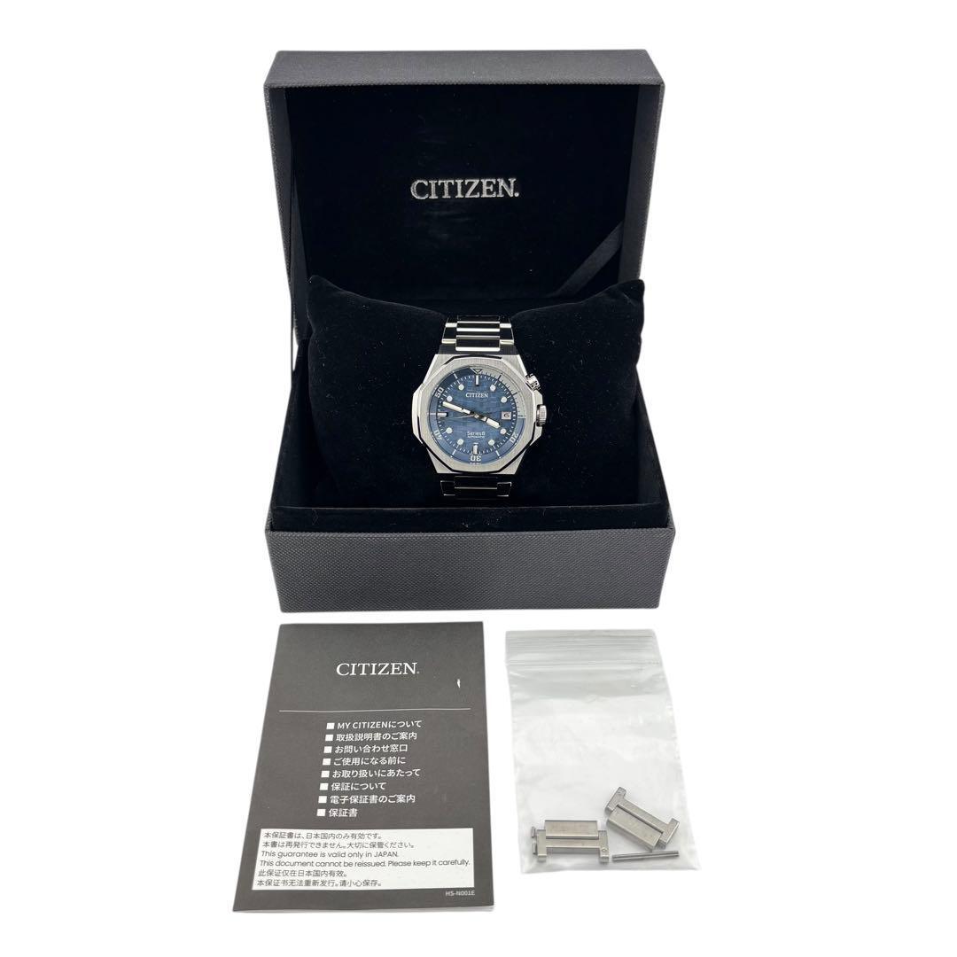 美品 CITIZEN Series8 シチズン シリーズエイト 890 メカニカル NB6060-58L / 9051-009KM01 デイト ブルー文字盤 メンズ 自動巻き 腕時計_画像2