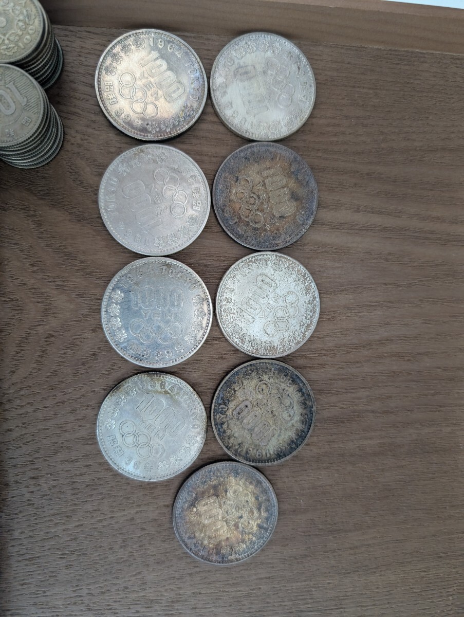 百円 650枚 千円 9枚 額面74000円 稲穂 鳳凰 東京オリンピック 古銭 銀貨 アンティーク コレクション 貨幣 大量 まとめ_画像2