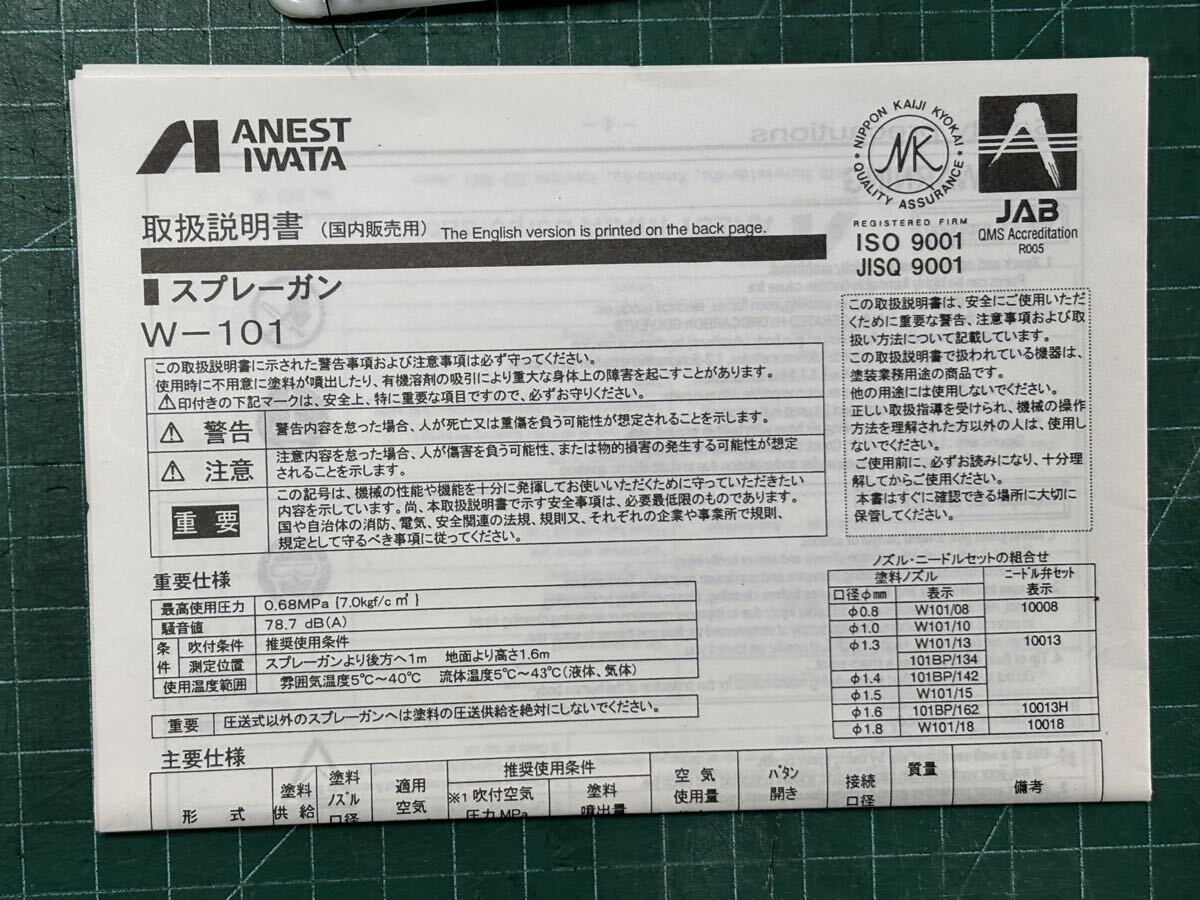 アネスト岩田、スプレーガン、アネスト岩田wー101、塗装ガン、エアースプレーガン、塗装、エアースプレーガン、 IWATA_画像8