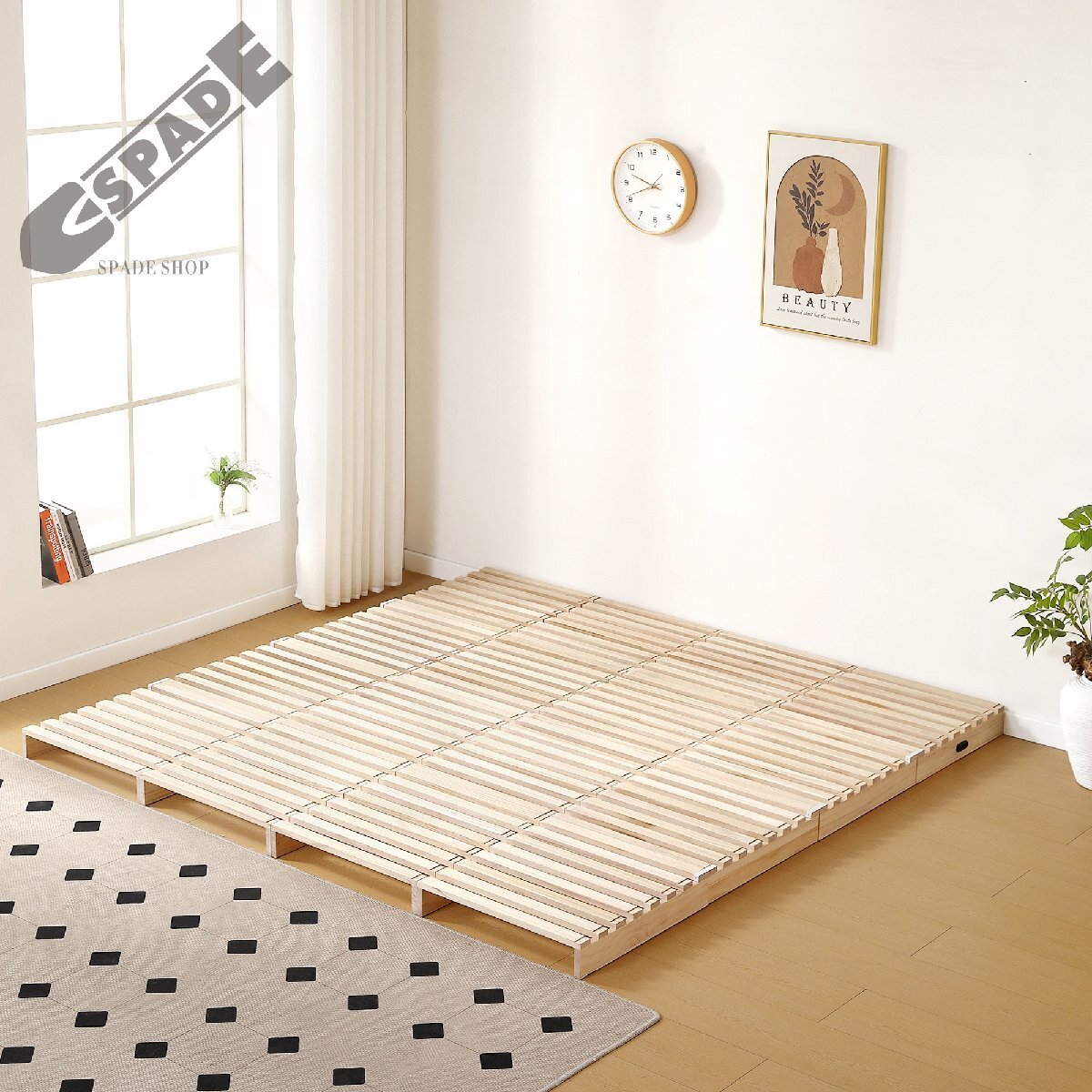 【国内発送】パレットベッド 16枚セット すのこベッド コンセント付き 天然パイン材 ローベッド 50*50cm 組み換え自由軽量 ベッド天然木_画像4
