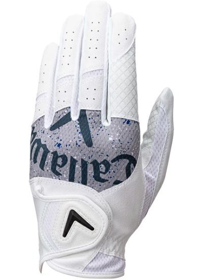 《2025年春夏》【ゆうパケット対応】キャロウェイ メンズ グローブ グラフィック25（白×グレー）22cm_画像1