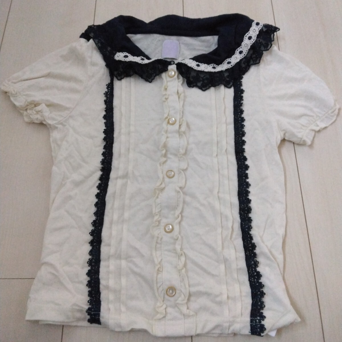 axes femme アクシーズファム 女児用トップス 白半袖140センチ_画像1