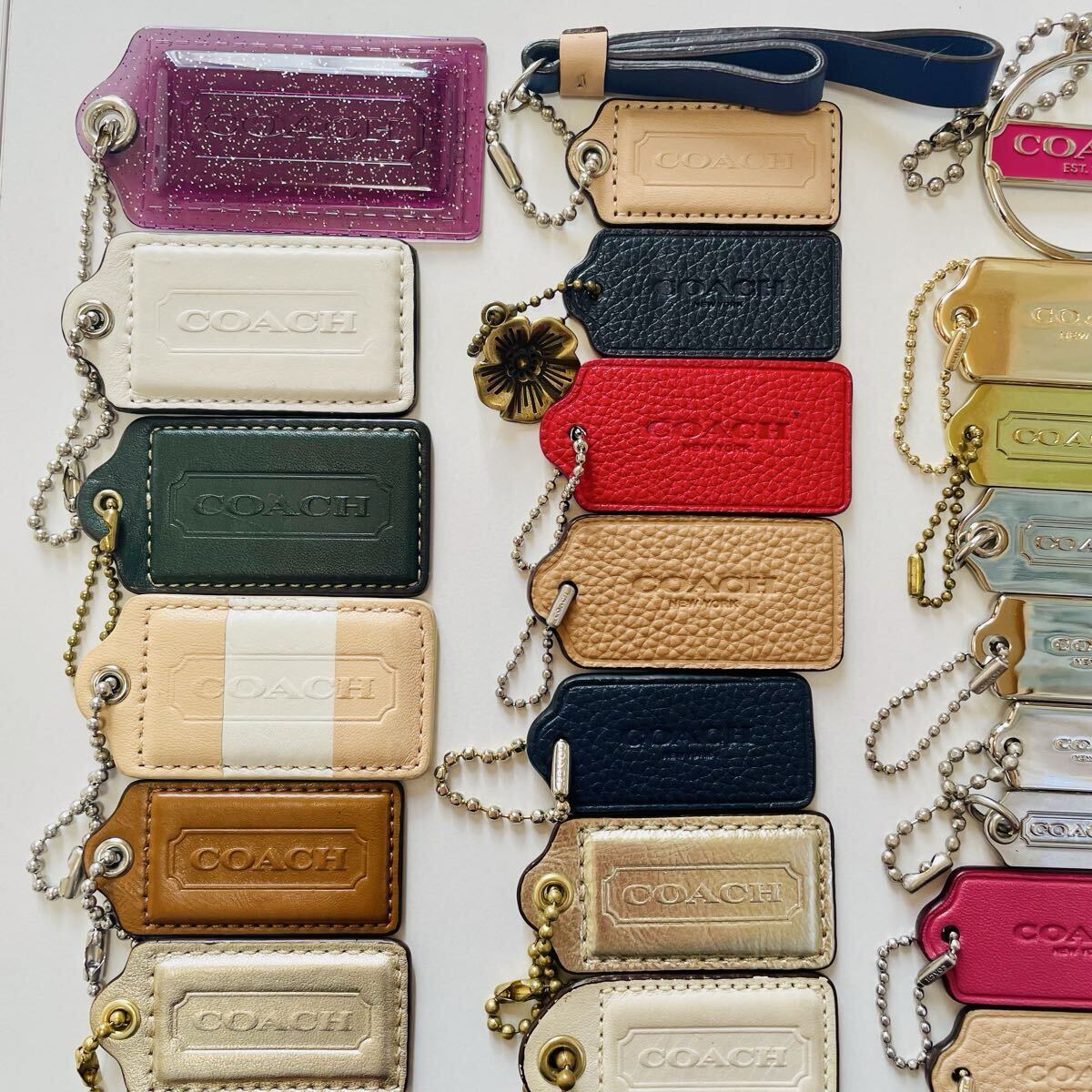 1 иен ~ COACH Coach очарование брелок для ключа сумка очарование бирка 50 пункт суммировать кожа metal чай rose