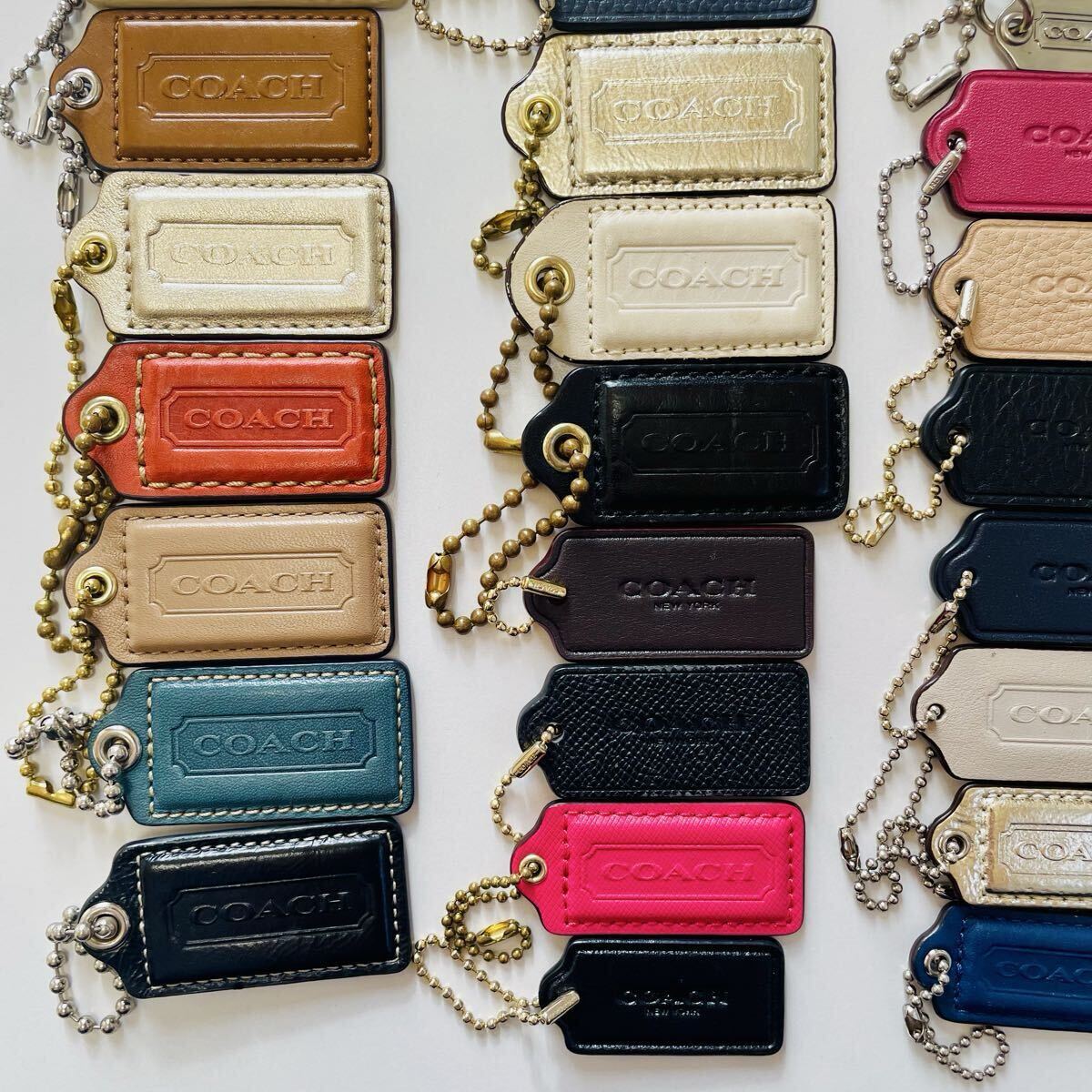 1 иен ~ COACH Coach очарование брелок для ключа сумка очарование бирка 50 пункт суммировать кожа metal чай rose