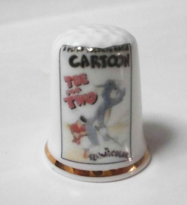 T061 90s トムとジェリー 陶器製 シンブル/指ぬき 英国製 3個セット + おまけ_画像3