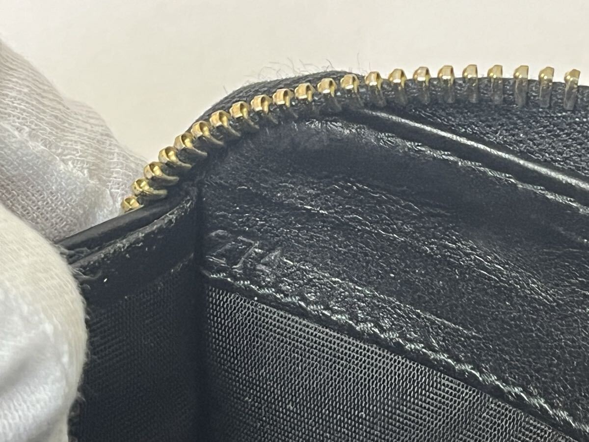 *PRADA Prada длинный кошелек vi  терроризм Move чёрная кожа раунд застежка-молния кошелек бумажник чёрный B13462