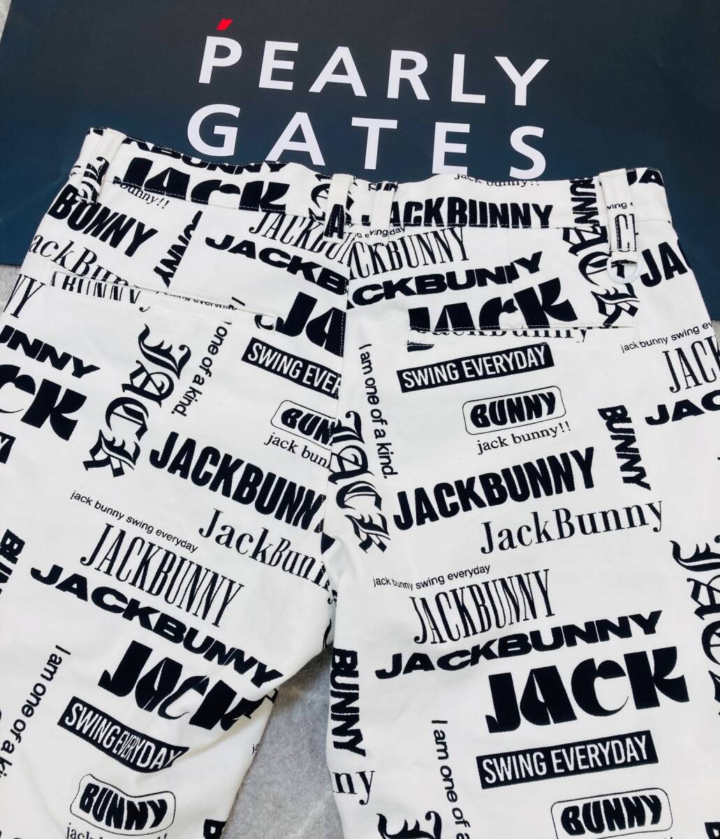 新品 パーリーゲイツ ジャックバニー ジャージツイル 総柄テーパードパンツ(6)サイズLL/白 PEARLY GATES JACK BUNNY_画像5