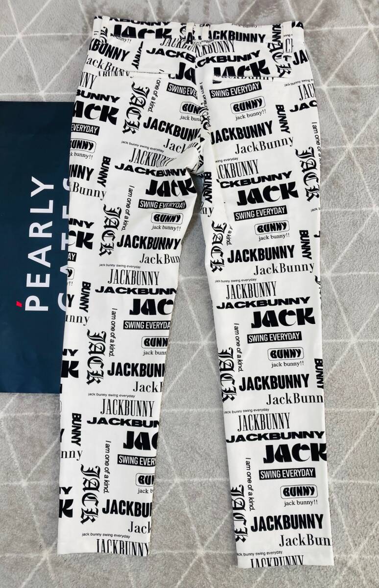 新品 パーリーゲイツ ジャックバニー ジャージツイル 総柄テーパードパンツ(6)サイズLL/白 PEARLY GATES JACK BUNNY_画像4