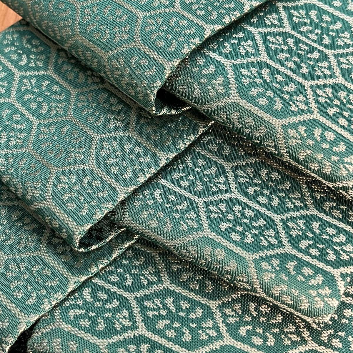 男性用　角帯　川島織物　青緑系　正絹　着物屋月-MOON- B-341_画像1