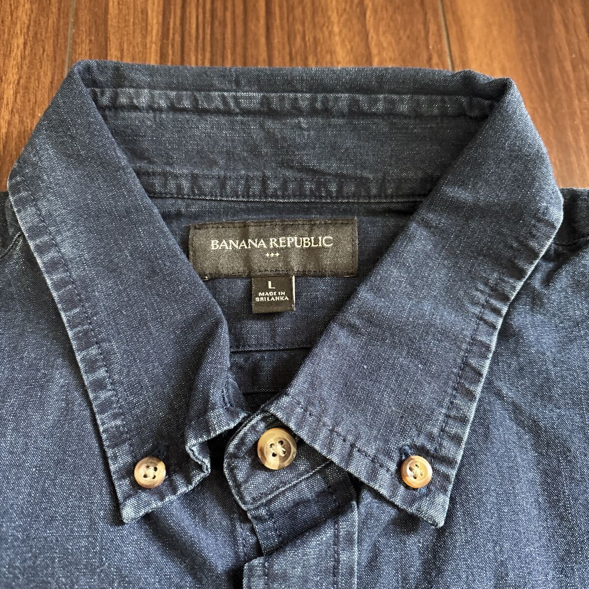バナナリパブリック BANANA REPUBLIC 長袖 デニムシャツ 長袖シャツ ネイビー Lサイズ_画像2