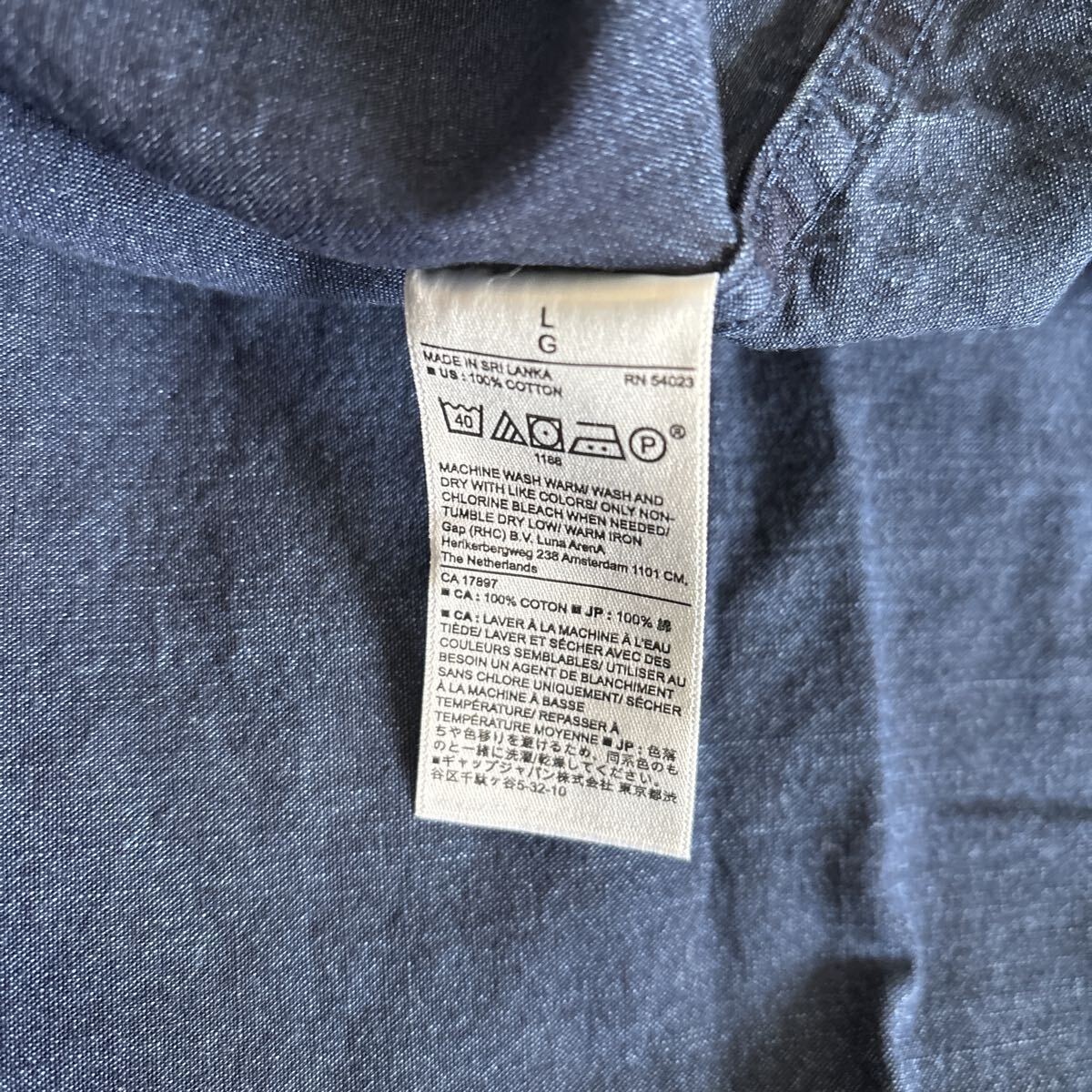 バナナリパブリック BANANA REPUBLIC 長袖 デニムシャツ 長袖シャツ ネイビー Lサイズ_画像4