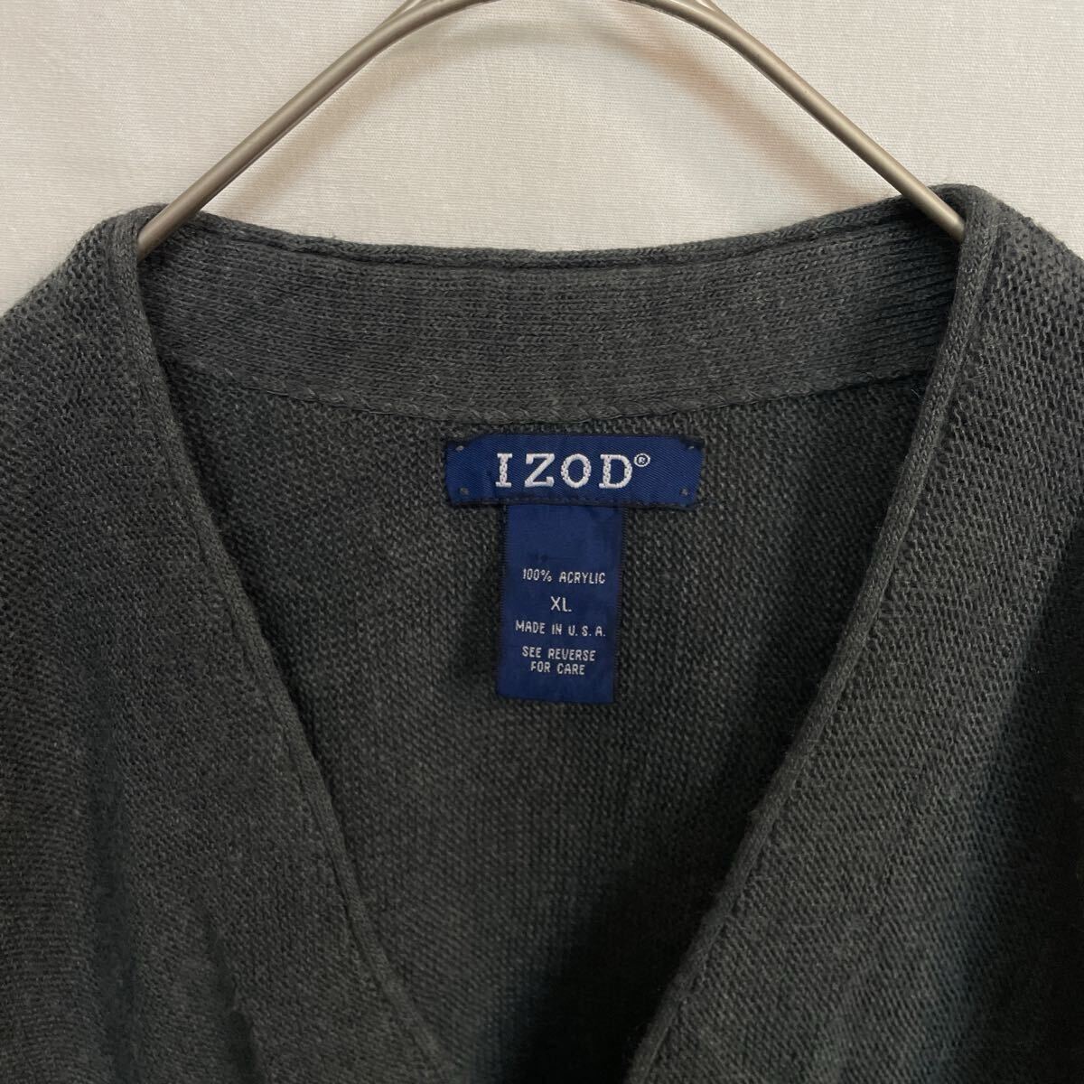 アメリカ製　IZOD ニットカーディガン　古着　XLサイズ グレー　ヴィンテージ _画像3