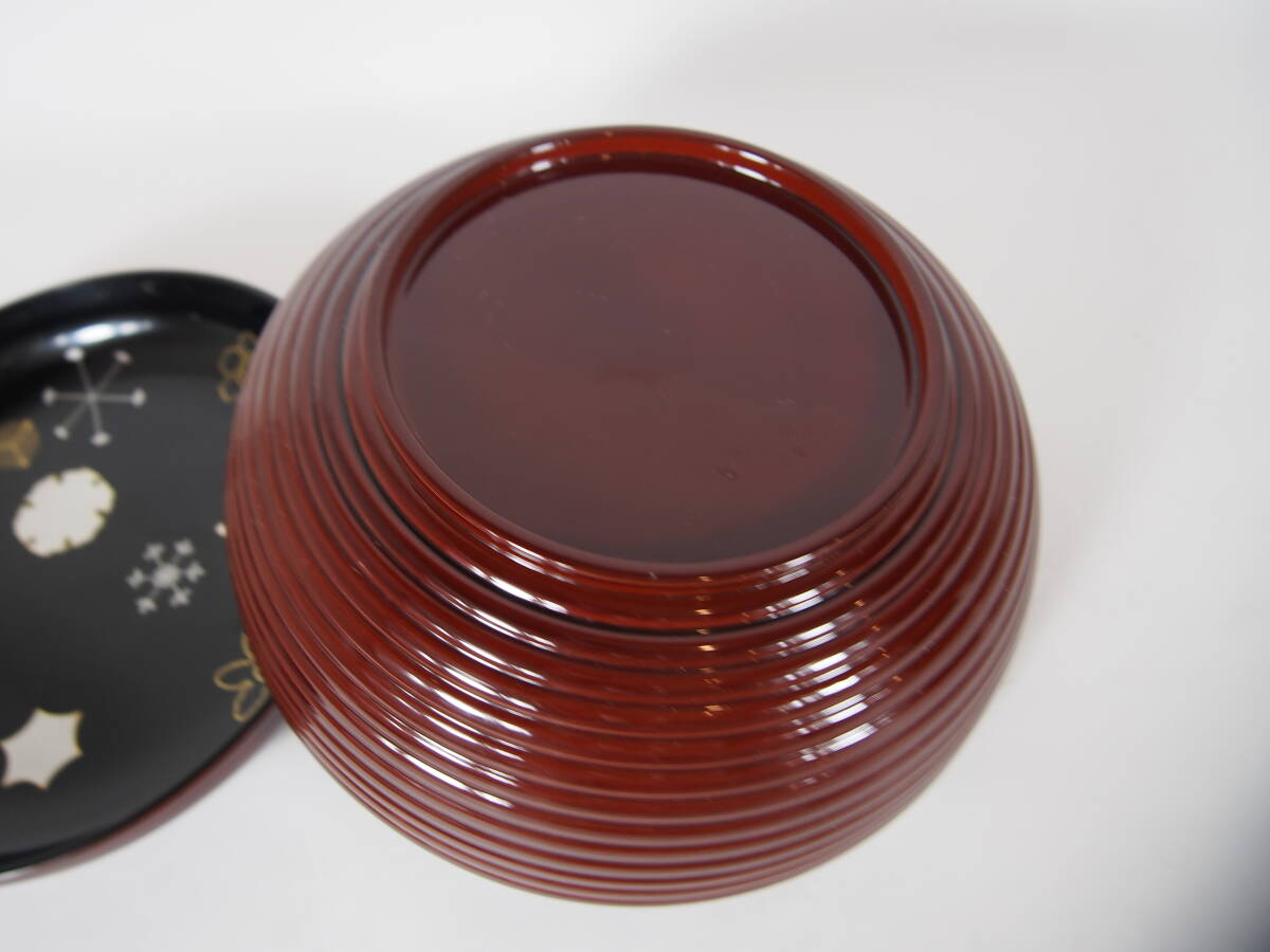 木製　溜塗　　千筋　喰篭　内　雪結晶蒔絵　　　　茶道具　　25　　1119－13－2_画像10