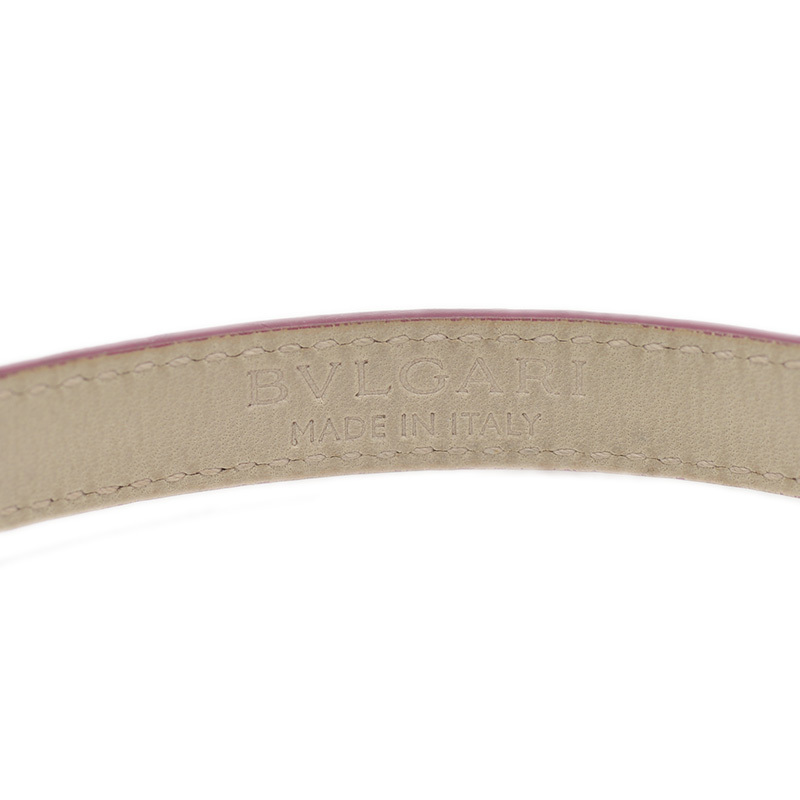 ブルガリ ブルガリブルガリ ダブルコイルド ブレスレット レザー パープル ゴールド金具_画像6