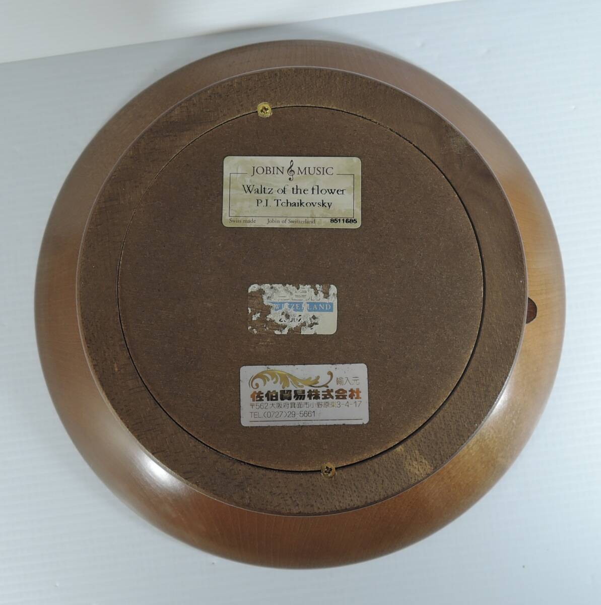 05Q#JOBIN MUSICjo van * музыкальная шкатулка поворотный подставка * tray из дерева # Швейцария производства / цветок. warutsu(... десятая часть кукла ) коричневый ikof лыжи .. торговля 