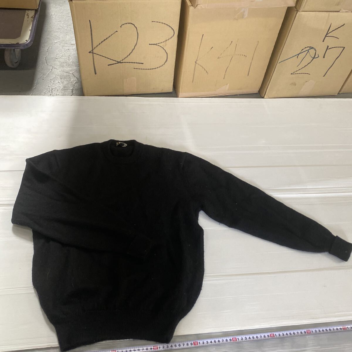 DAKS ダックス ウール ニット セーター Lサイズ ゴルフウェア ブラック 毛100% 中古品 古着 メンズ ファッション スポーツウェア_画像1