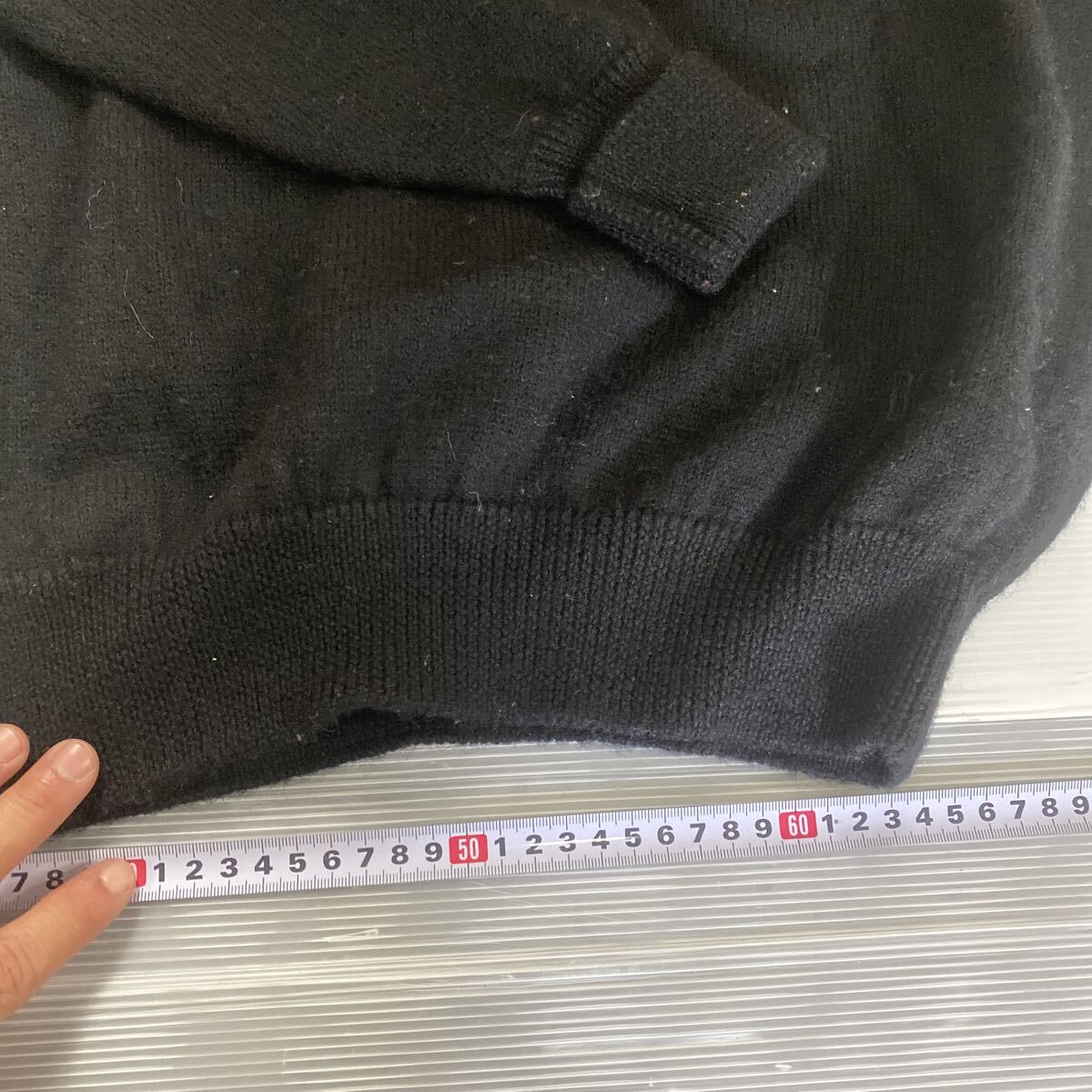 DAKS ダックス ウール ニット セーター Lサイズ ゴルフウェア ブラック 毛100% 中古品 古着 メンズ ファッション スポーツウェア_画像7