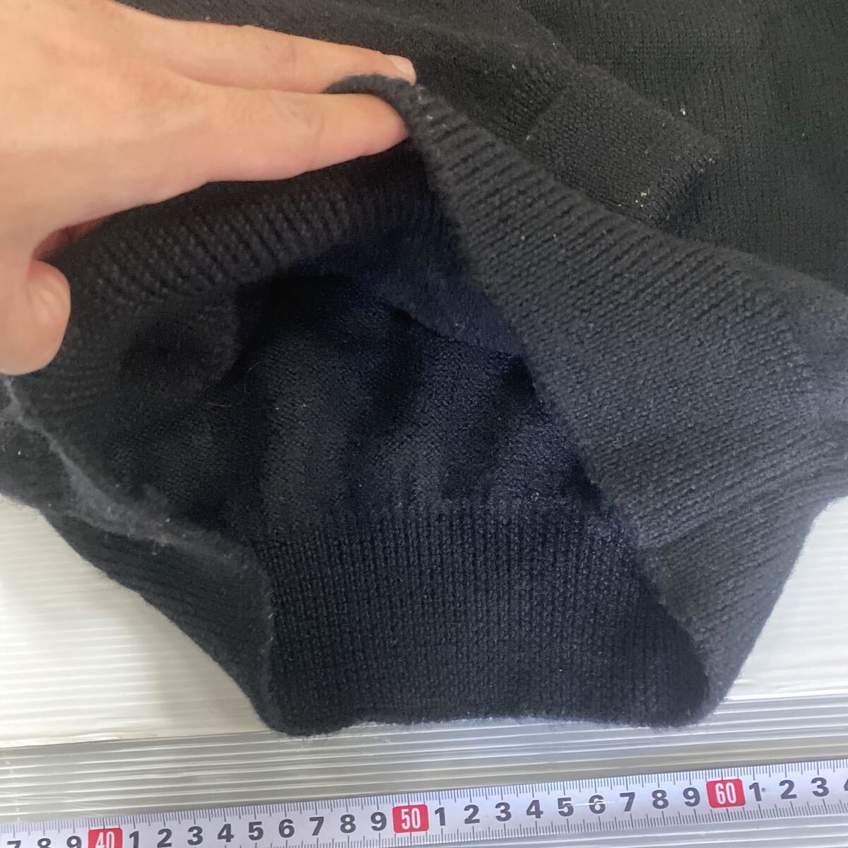DAKS ダックス ウール ニット セーター Lサイズ ゴルフウェア ブラック 毛100% 中古品 古着 メンズ ファッション スポーツウェア_画像8